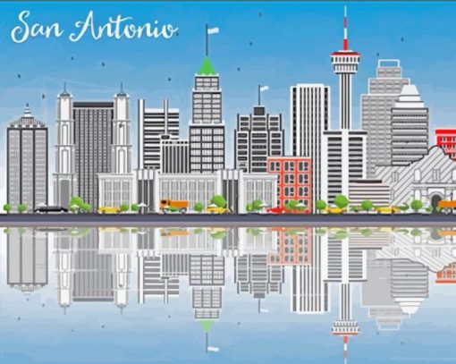 San Antonio Poster Illustration Paint By Numbers
