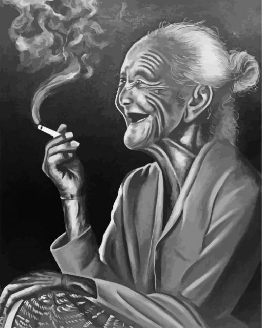 Smoking And Laughing Lady Paint By Numbers