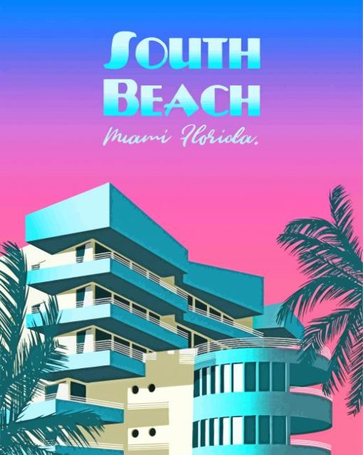 South Beach Miami Florida Poster Paint By Numbers