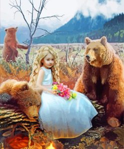 Three Bears With Beautiful Girl Paint By Numbers