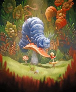 Alice In Wonderland Caterpillar On Mushroom Paint By Number