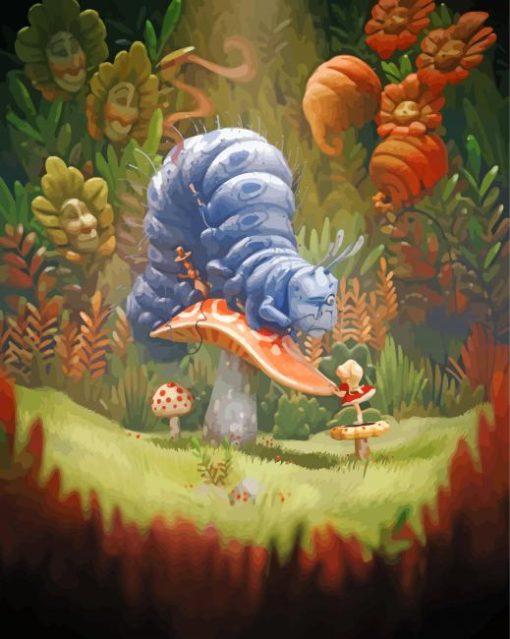Alice In Wonderland Caterpillar On Mushroom Paint By Number