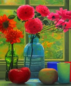 Autumn Flowers Vases Paint By Numbers