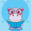Baby Hippo Reading Book Paint By Number