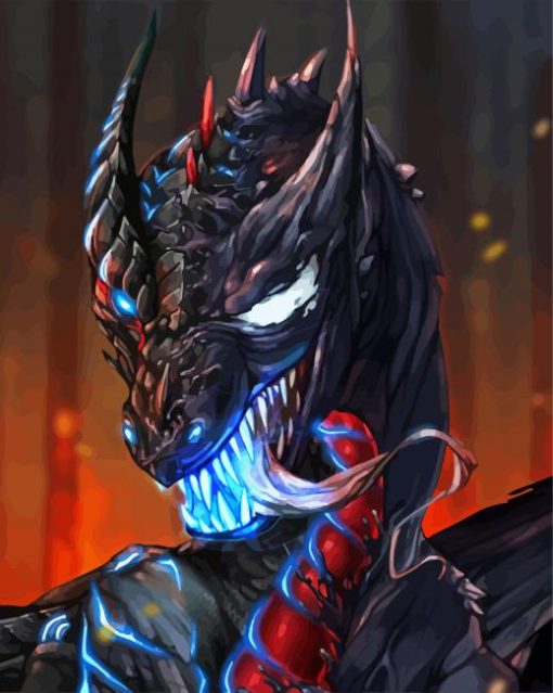 Black And Red Dragon Venom Paint By Numbers