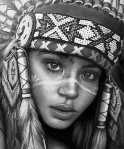 Black And White Native Girl Face Paint By Numbers