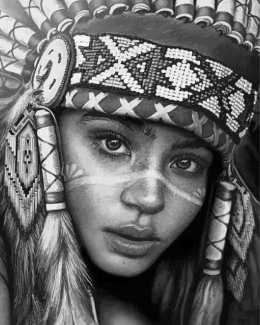 Black And White Native Girl Face Paint By Numbers