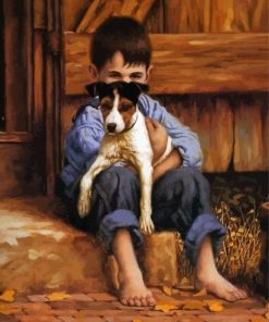 Boy Hugging Dog Pet Art Paint By Numbers