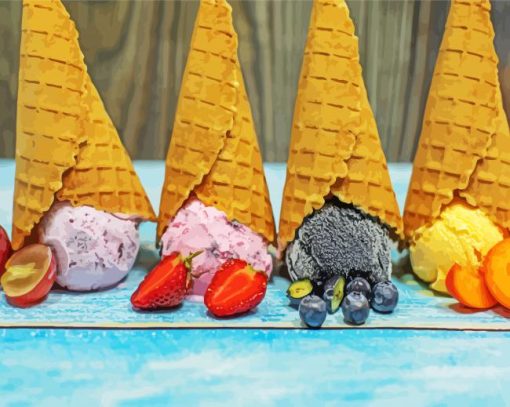 Colorful Ice Cream And Fruits Paint By Number