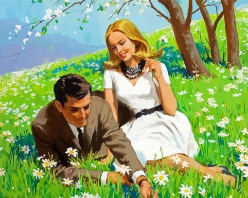 Couple Picking Flowers In Field Paint By Numbers
