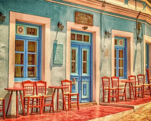 Greece Cafe Paint By Numbers