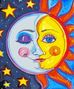 Happy Star Moon Sun Paint By Numbers