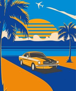 Illustration Palm Trees With Car Paint By Numbers