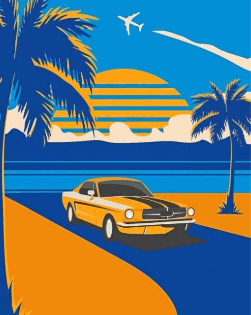 Illustration Palm Trees With Car Paint By Numbers