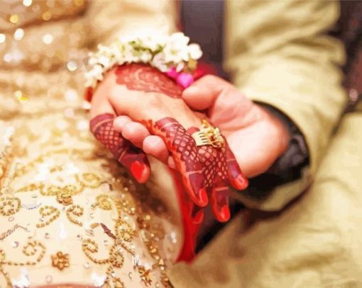 Indian Wedding Hands With Rings Paint By Number
