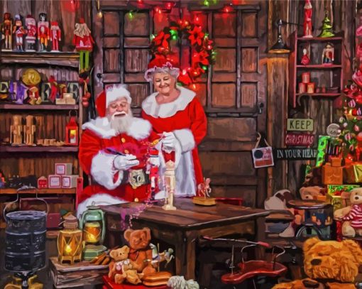 Mr And Mrs Santas Workshop Paint By Number