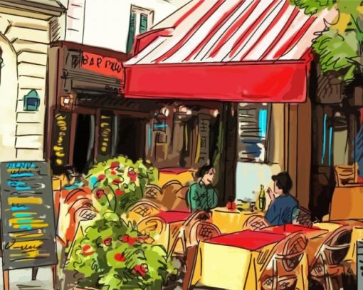 Paris Cafe Scene Paint By Numbers