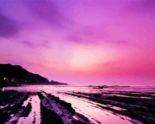Purple Night Beach Paint By Numbers