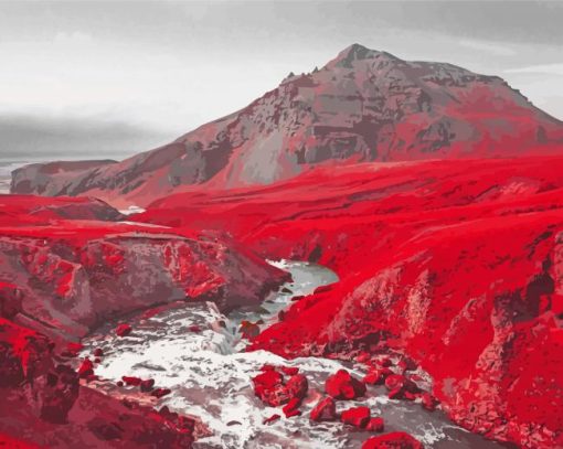 Red Landscape Paint By Number