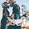 Romantic Couple Bikers With Helmets Paint By Number
