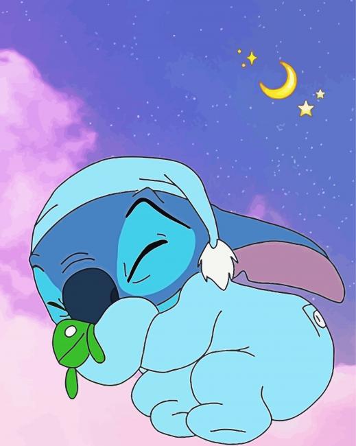 Sleepy Baby Stitch - Paint By Number - My Paint By Numbers