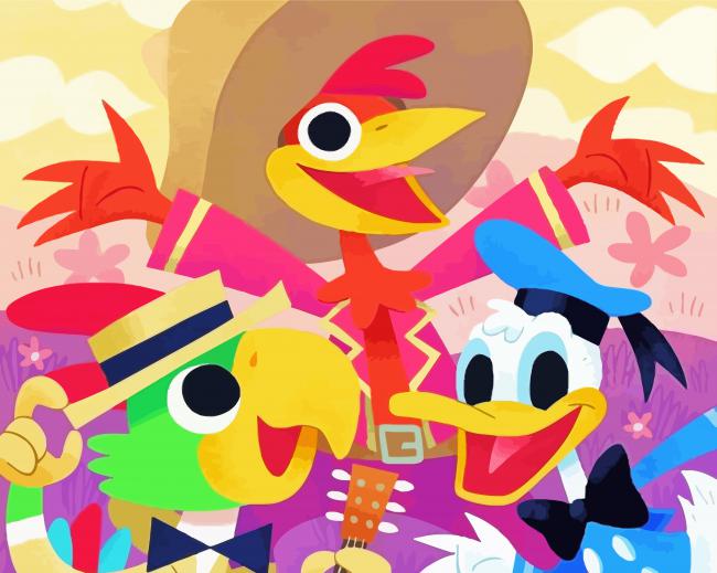 The Three Caballeros Characters Art Paint By Numbers - My Paint By Numbers