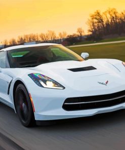 White Chevrolet Stingray Paint By Numbers