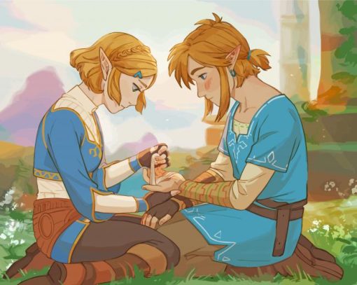 Zelda And Link Art Paint By Numbers