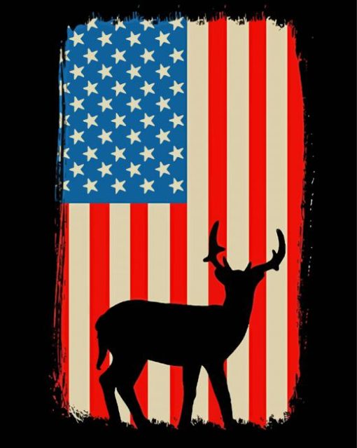 Aesthetic American Flag Deer Art Paint By Numbers