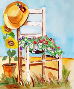 Aesthetic Flowers On Vintage Chair Paint By Numbers