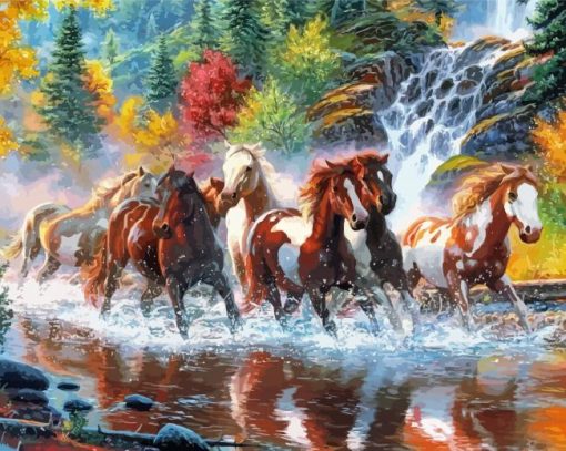 Aesthetic Horses In River Paint By Numbers