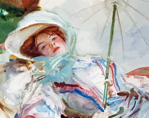 Aesthetic Lady With Parasol Paint By Numbers