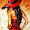 Aesthetic Woman With Red Hat Art Paint By Numbers