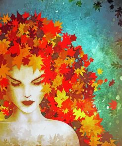 Aesthetic Autumn Girl Leaves Paint By Number