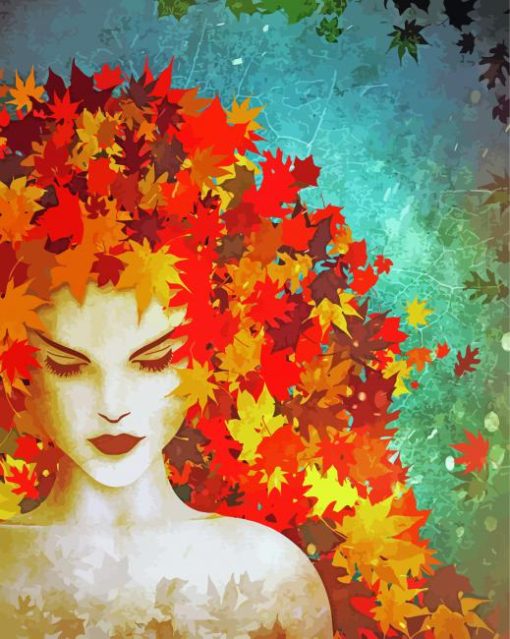 Aesthetic Autumn Girl Leaves Paint By Number