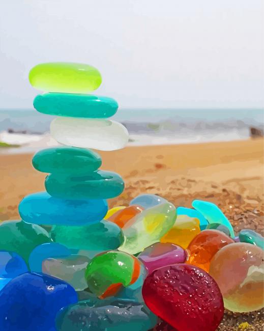 Beach Glass Paint By Numbers - Paint By Numbers