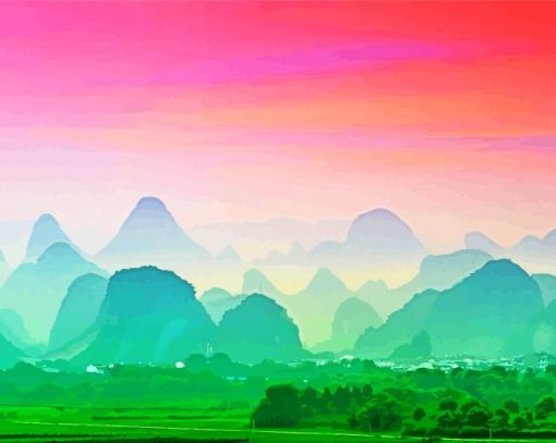 Beautiful China Karst Mountains Paint By Numbers