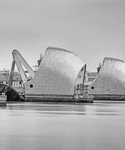 Black And White Thames Barrier Paint By Numbers