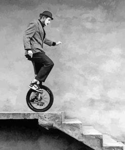 Black And White Unicyclist Paint By Number