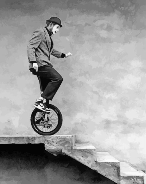 Black And White Unicyclist Paint By Number