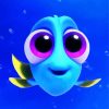 Blue Cute Fish Paint By Numbers