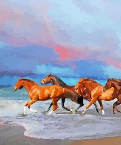 Brown Horses On The Beach Paint By Numbers