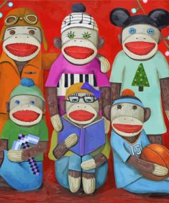 Christmas Sock Monkeys Paint By Number