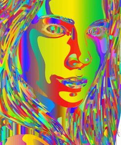 Colorful Psychedelic Head Woman Paint By Numbers