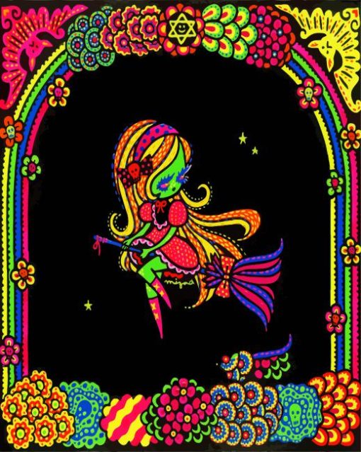 Colorful Psychedelic Witch Paint By Numbers