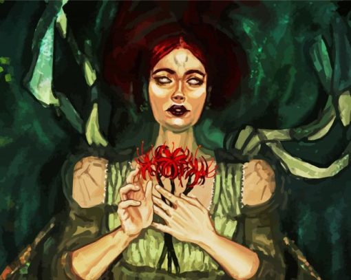 Creepy Woman With Red Spider Lily Paint By Number