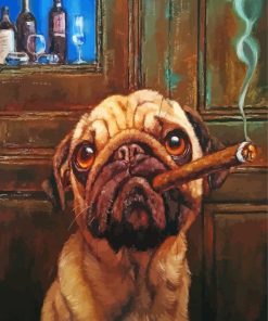 Cute Dog With Cigar Paint By Number