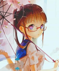 Cute Girl With Glasses Paint By Numbers