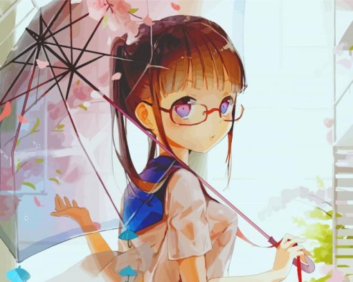 Cute Girl With Glasses Paint By Numbers