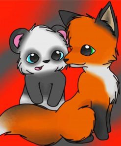 Cute Panda And Fox Paint By Numbers